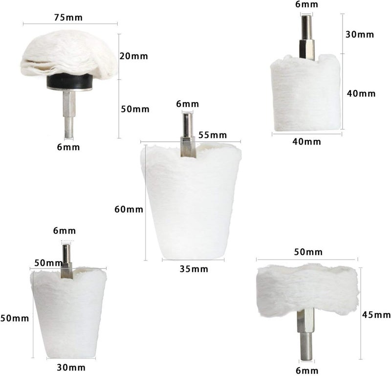 Medoon Polishing Pad Buffing Wheel Kit White Flannelette 5 Pack, Polisher Tools Fit for Metal Aluminum Stainless Steel Chrome Wood Plastic Ceramic Glass Woods Fabric Cotton Machine Jewelry etc - Image 3